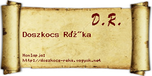 Doszkocs Réka névjegykártya